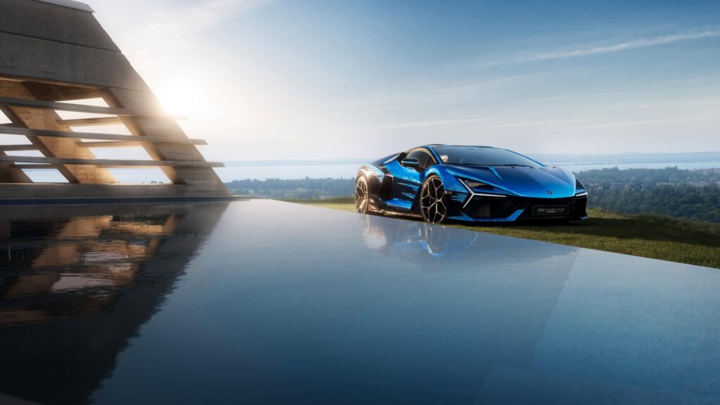 Blue Lamborghini Revuelto Opera Unica 4K Wallpaper Background