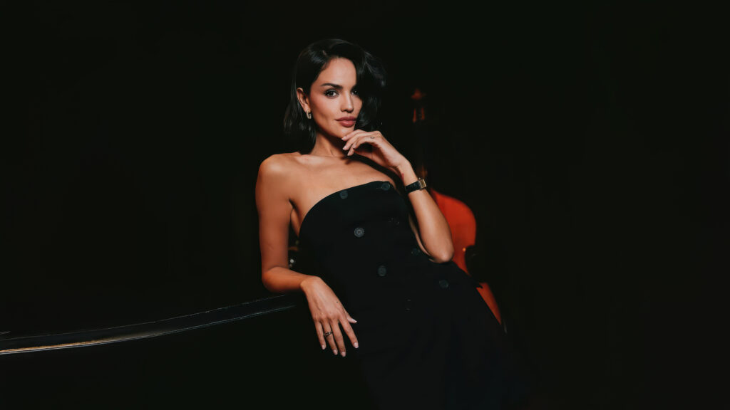 Eiza Gonzalez In Black Dress Dark Background 2024 Photoshoot 4K Wallpaper Background