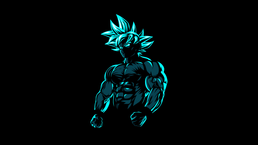 Goku Beast Mode Blue Neon Dark Background 4K Wallpaper Background