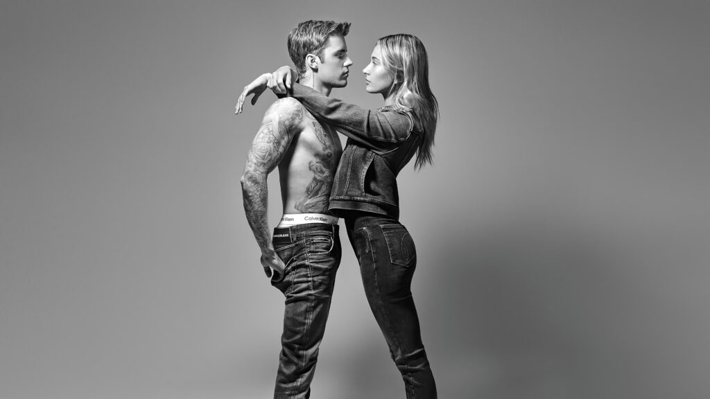 Hailey Bieber And Justin Bieber Monochrome Photoshoot 4K Wallpaper Background