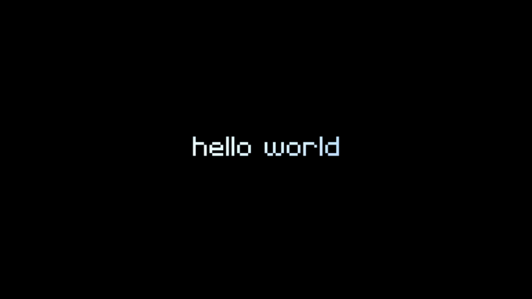 Hello World Pixel Dark Background