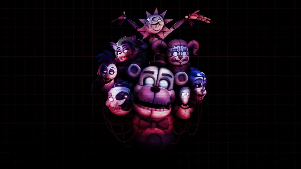 Five Nights at Freddy's 2 Characters Dark Background 4K Wallpaper Background